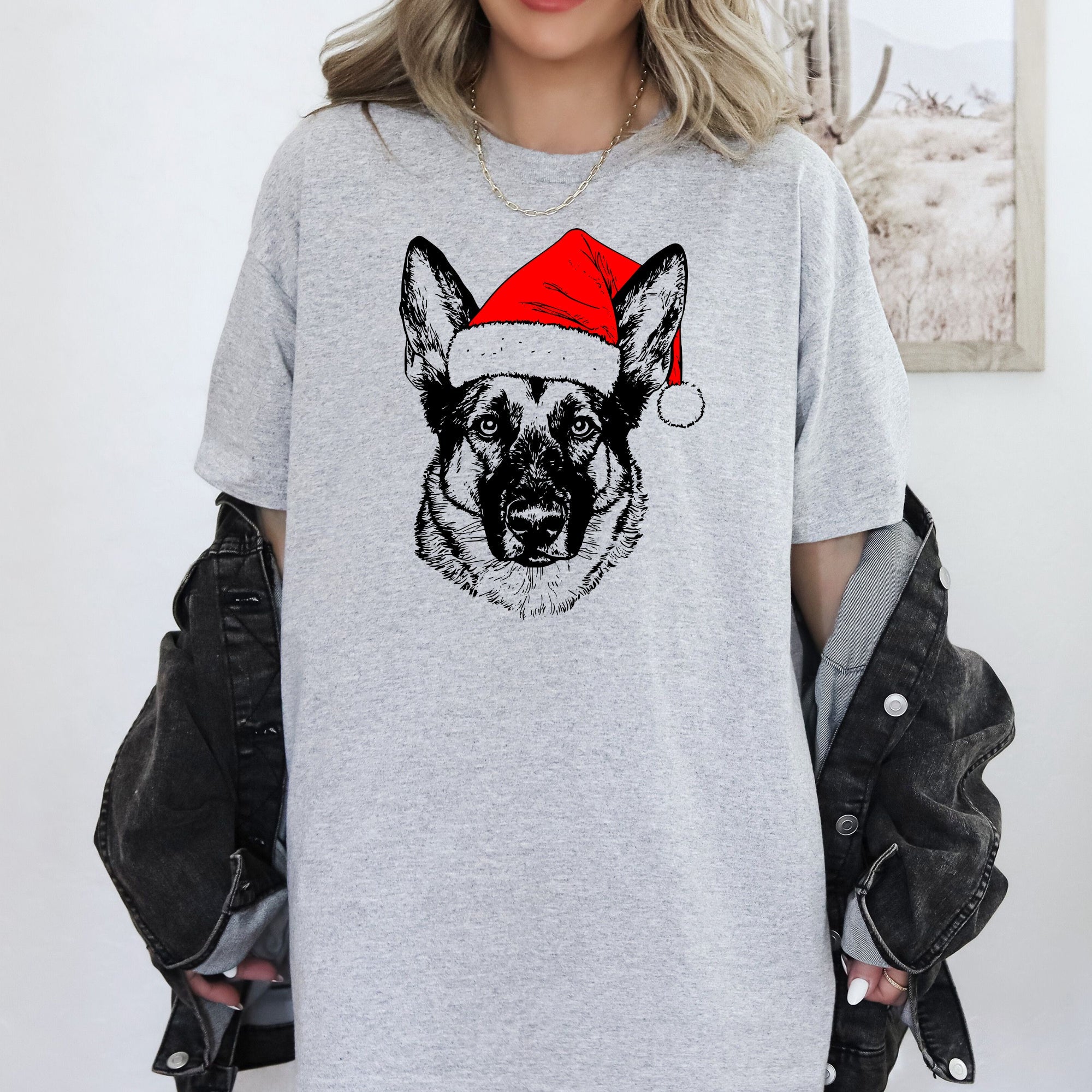 Norwegian Elkhound Santa Claus Christmas Dog Lover Portrait Graphic Comfort Colors Tee