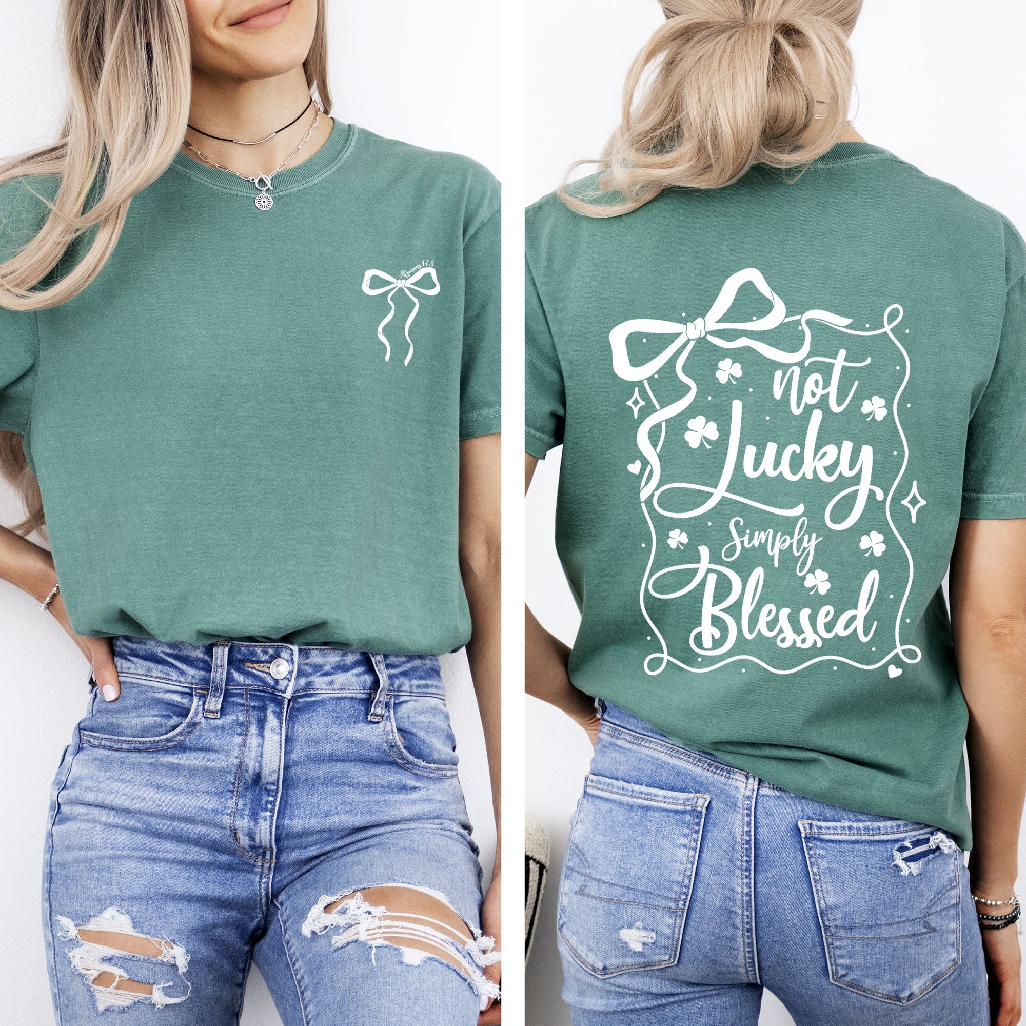 Not Lucky, Just Blessed St Patrick's Day Shamrock Leprechaun Clover Comfort Colors Tee