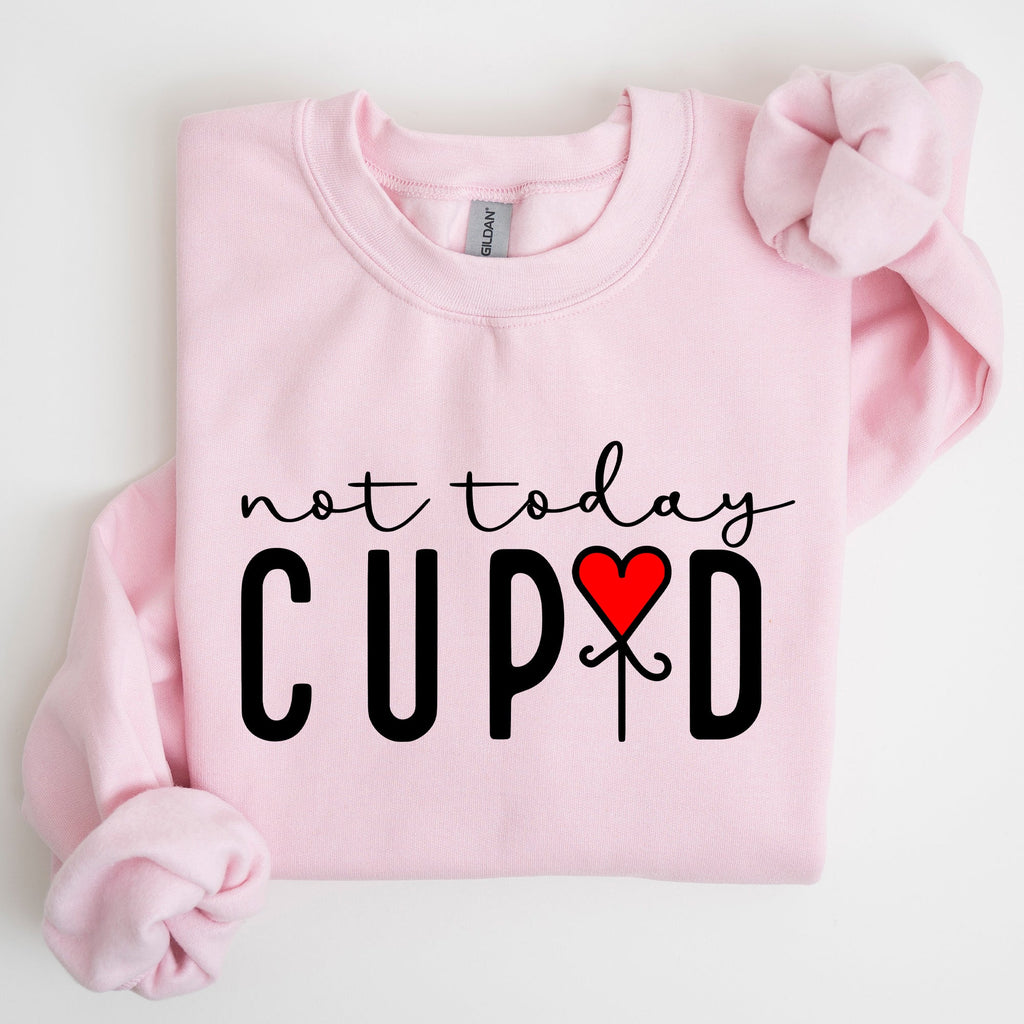 Not Today Cupid Valentine's Day Heart Design For Lovers Graphic Inspired By Classic Romance Holiday Statement Sweatshirt