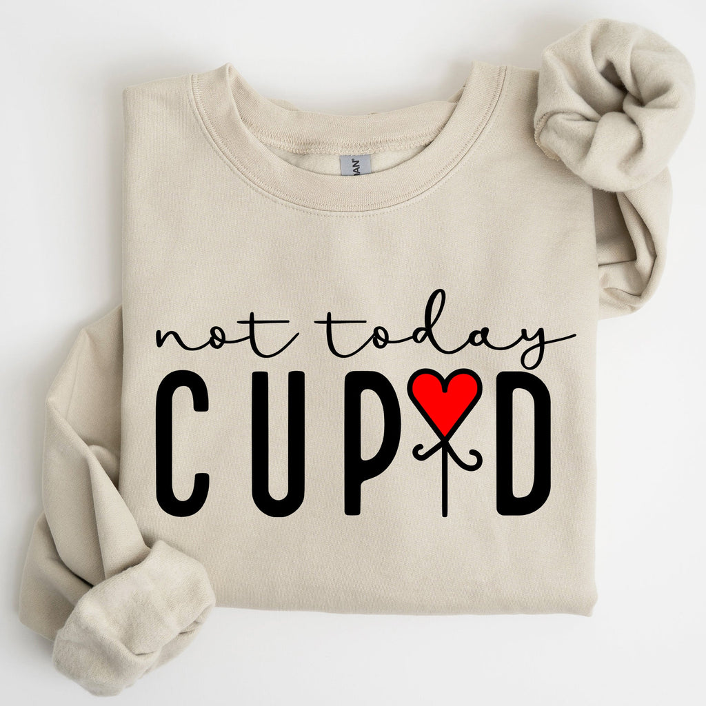 Not Today Cupid Valentine's Day Heart Design For Lovers Graphic Inspired By Classic Romance Holiday Statement Sweatshirt