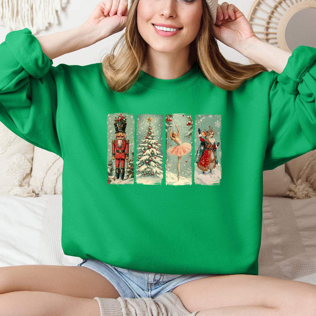Nutcracker Ballet Santa Christmas Retro Whimsical Holiday Graphic Cozy Sweatshirt