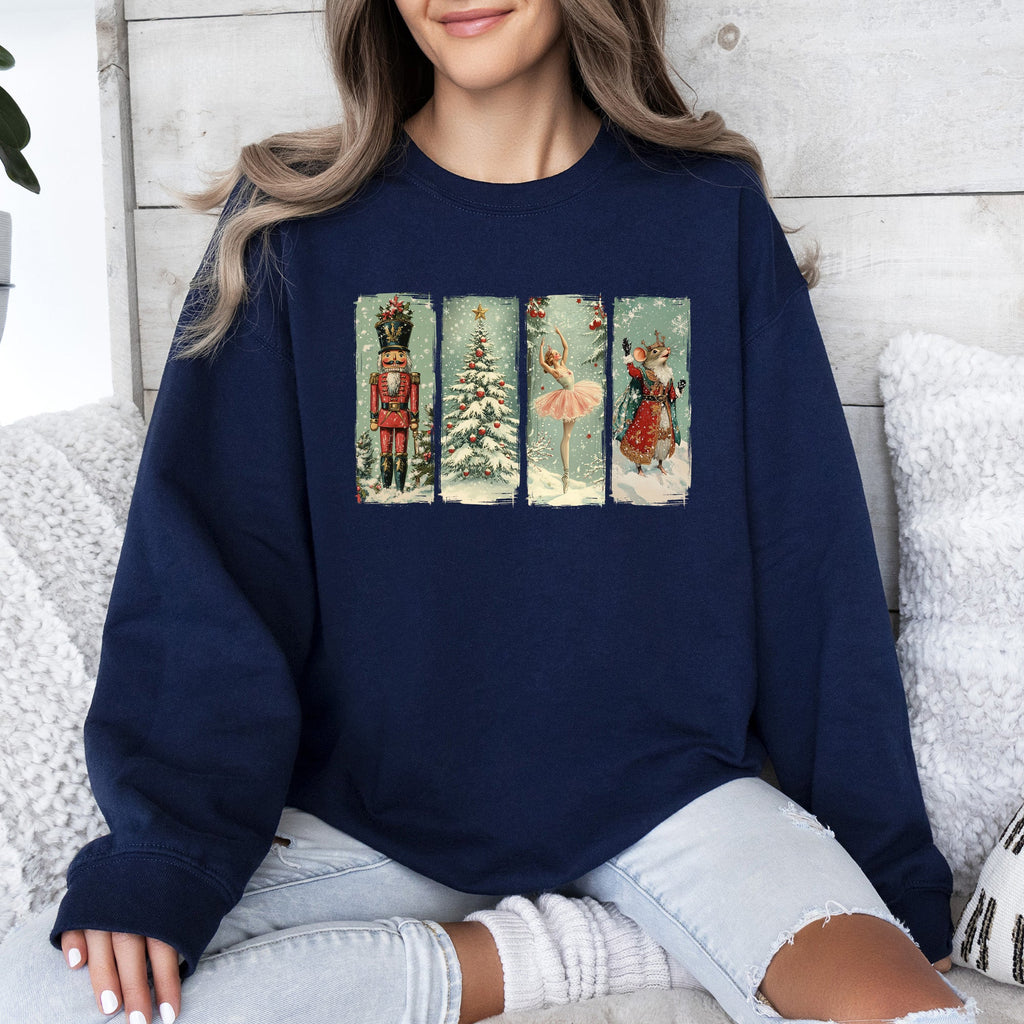 Nutcracker Ballet Santa Christmas Retro Whimsical Holiday Graphic Cozy Sweatshirt