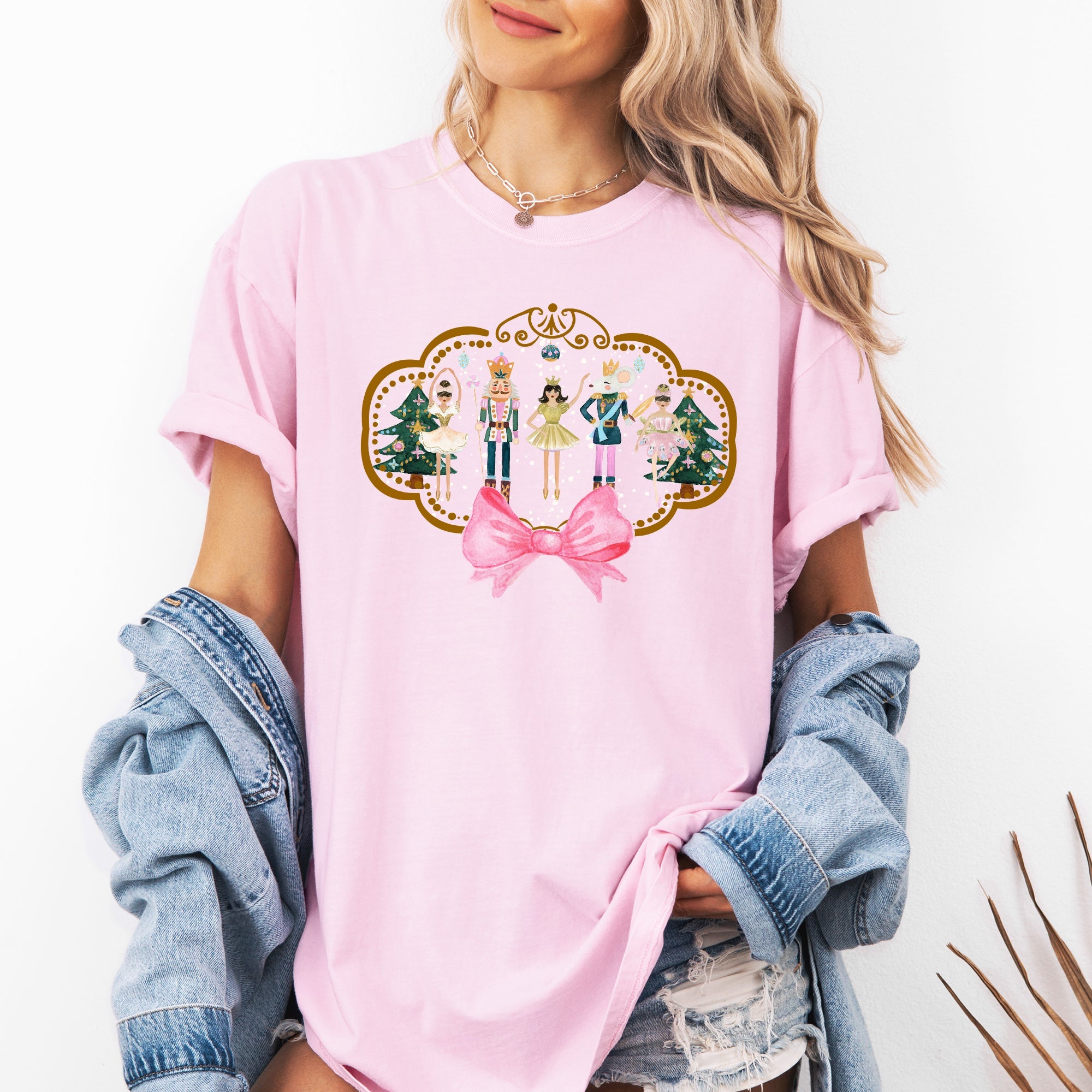 Nutcracker Christmas Ballet Sugar Plum Fairy Noel Santa Winter Ballerina Xmas Bow Comfort Colors Tee