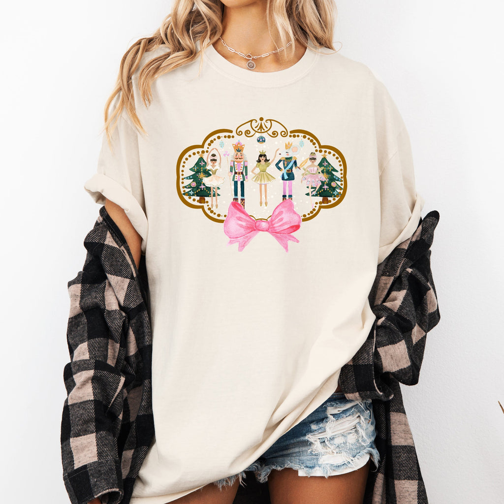 Nutcracker Christmas Ballet Sugar Plum Fairy Noel Santa Winter Ballerina Xmas Bow Comfort Colors Tee