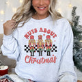 Nuts About Christmas Nutcrackers Retro Checkered Festive Holiday Edition Sweatshirt
