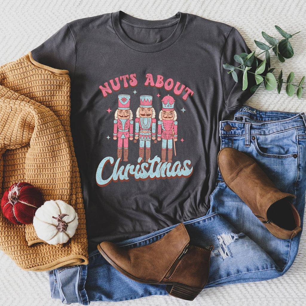 Nuts About Christmas Pink Nutcrackers Festive Holiday Theme Limited Edition Graphic Tee
