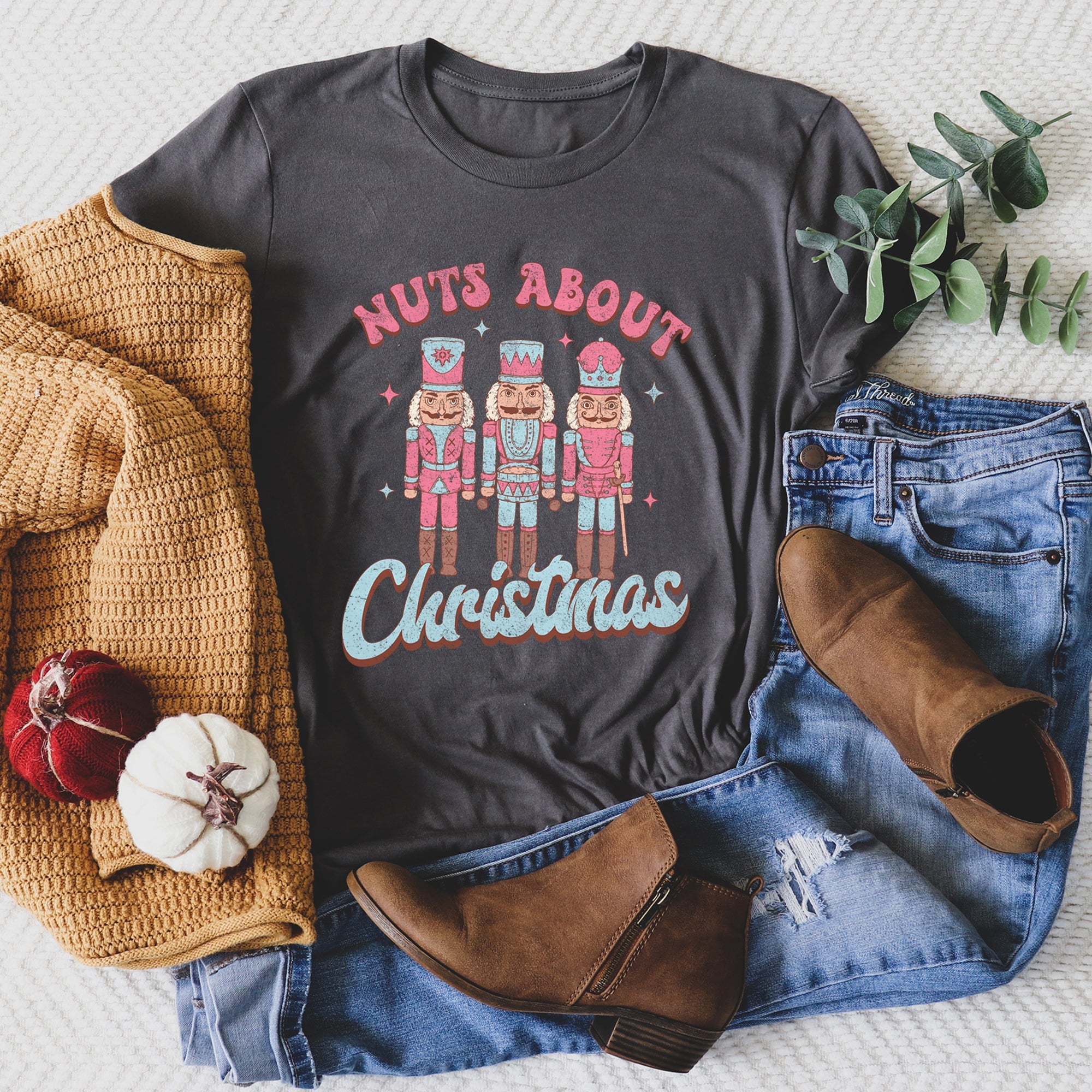 Nuts About Christmas Pink Nutcrackers Festive Holiday Theme Limited Edition Graphic Tee