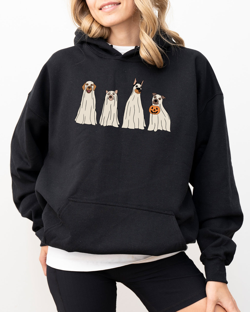Spooky Ghost Dogs Hoodie Featuring Halloween Meme Design For Cozy Seasonal Wear Everyday