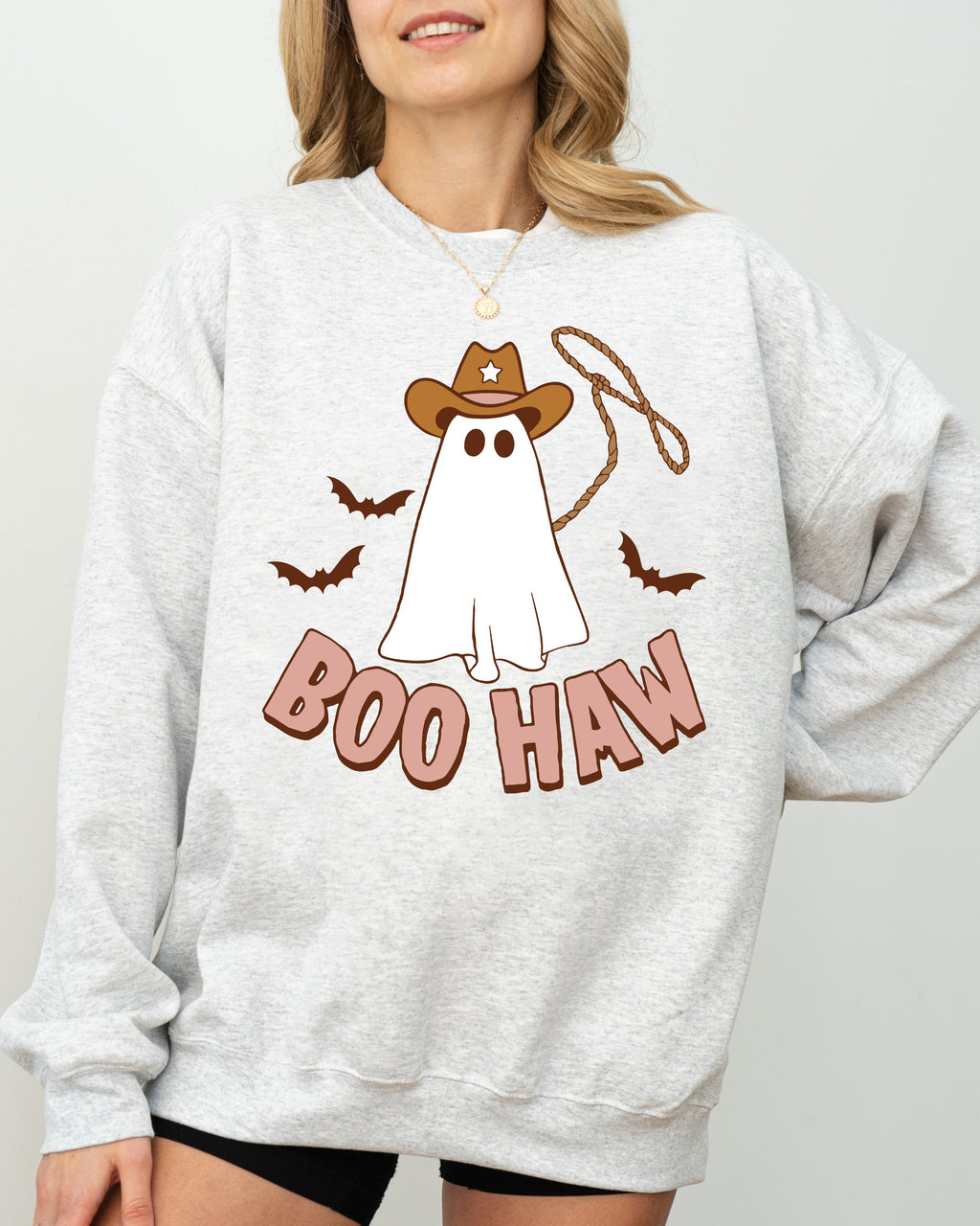 Boo Haw Cowboy Ghost Meme Halloween Spooky Witch Costume Deluxe Edition Premium Soft Cozy Sweatshirt