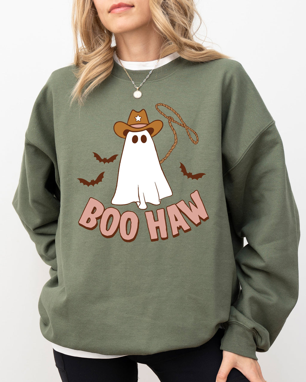 Boo Haw Cowboy Ghost Meme Halloween Spooky Witch Costume Deluxe Edition Premium Soft Cozy Sweatshirt