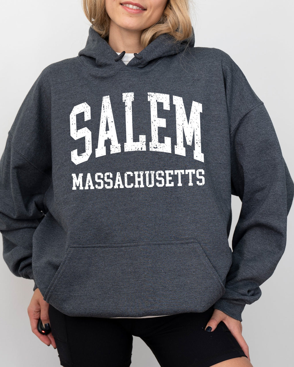 Salem Massachusetts Witch Halloween Spooky Costume Graphic Vintage Limited Edition Hooded Sweatshirt