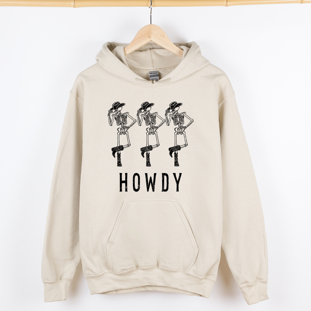 Howdy Skeleton Cowboy Ghost Witch Aesthetic Meme Halloween Spooky Graphic Hoodie