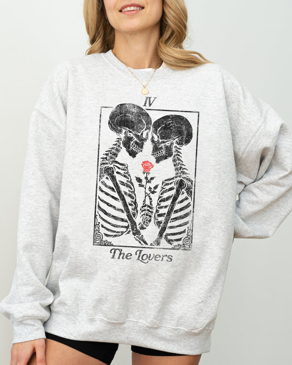 The Lovers Skeleton Ghost Witch Meme Aesthetic Halloween Spooky Horror Night Cozy Sweatshirt