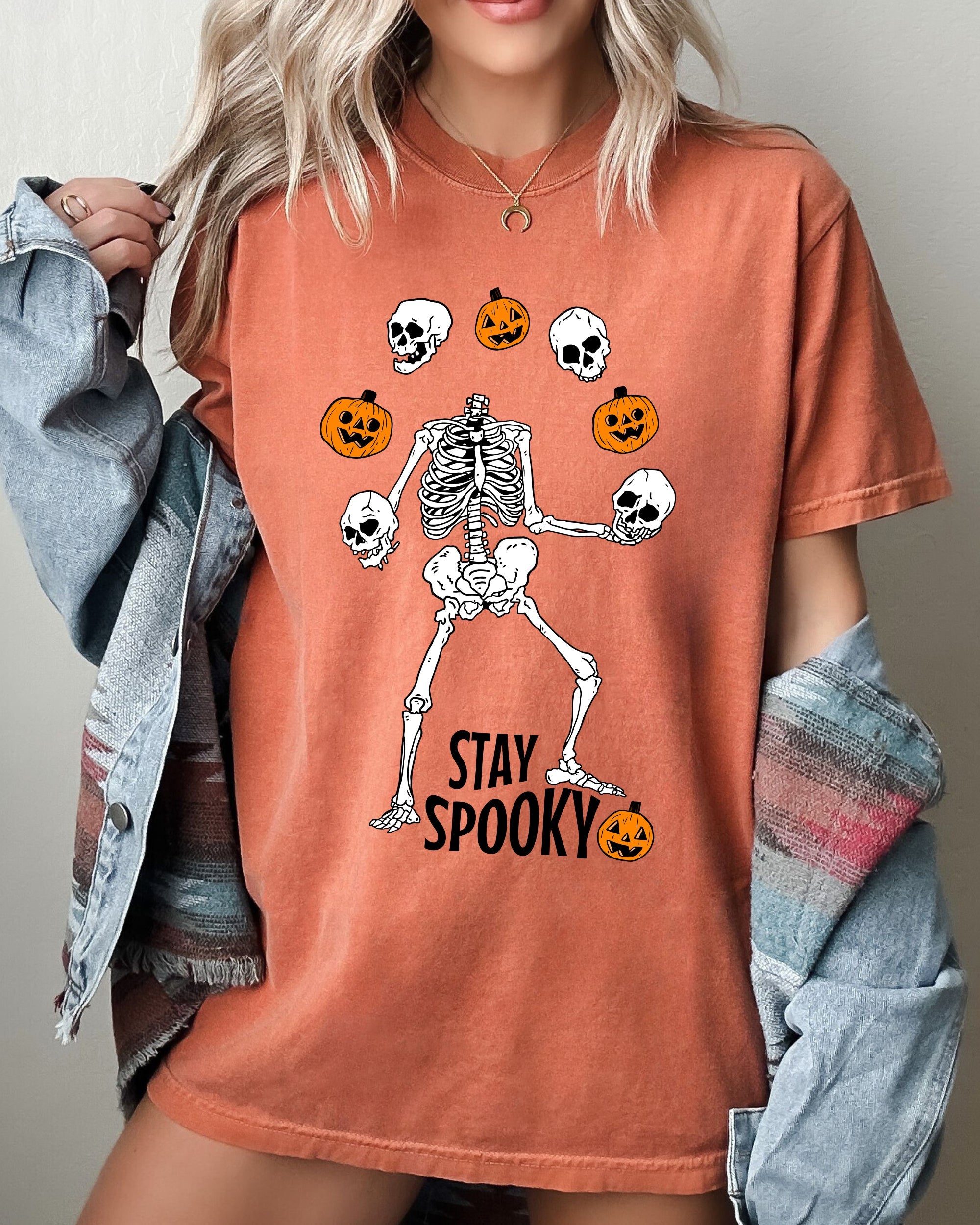Stay Spooky Skeleton Ghost Witch Halloween Costume Classic Design Comfort Colors Tee