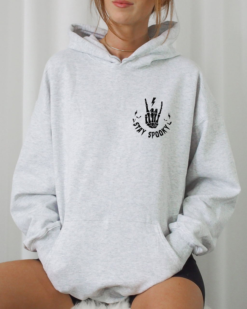 Stay Spooky Pocket Skeleton Ghost Witch Halloween Costume Graphic Design Edition Hoodie