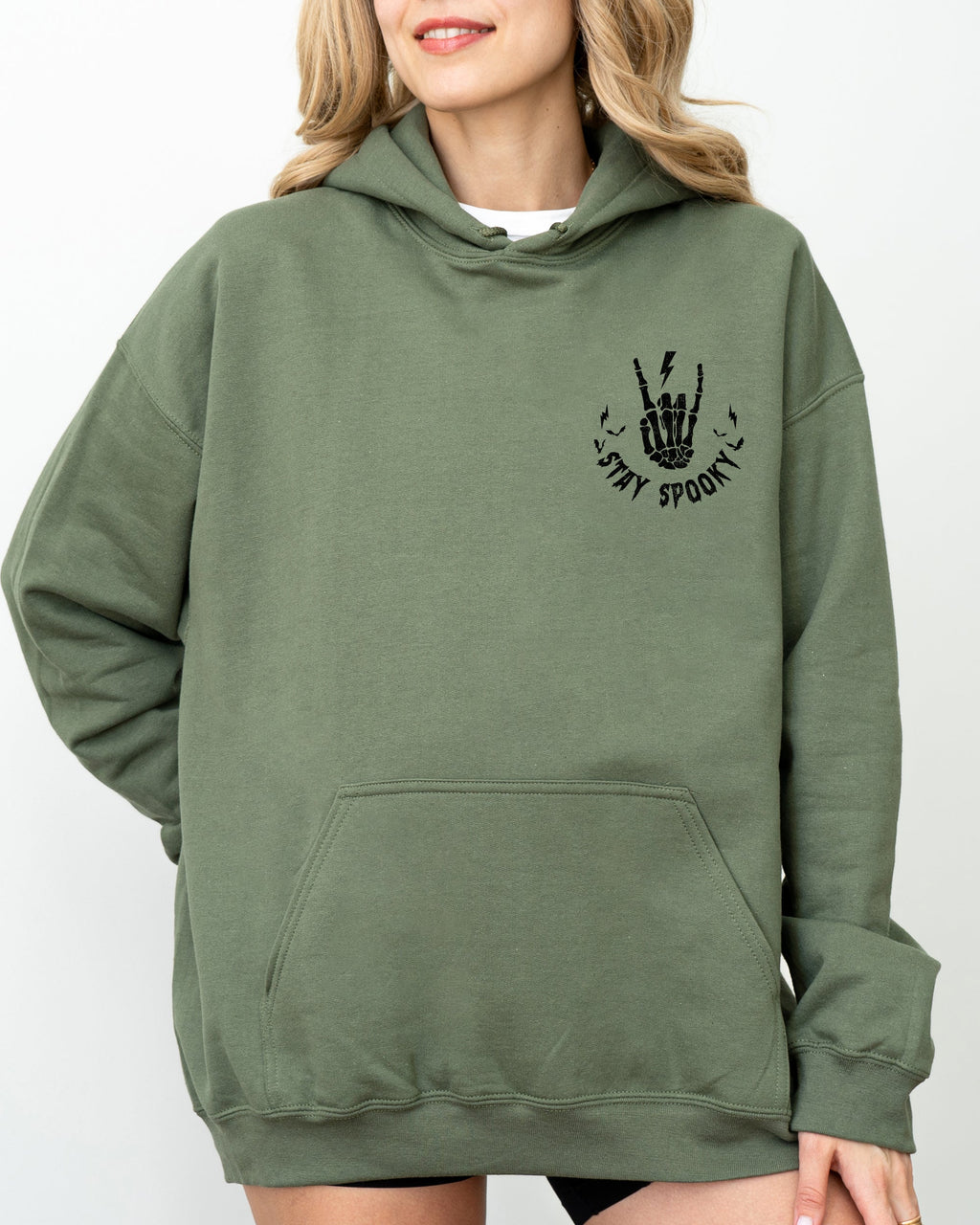 Stay Spooky Pocket Skeleton Ghost Witch Halloween Costume Graphic Design Edition Hoodie