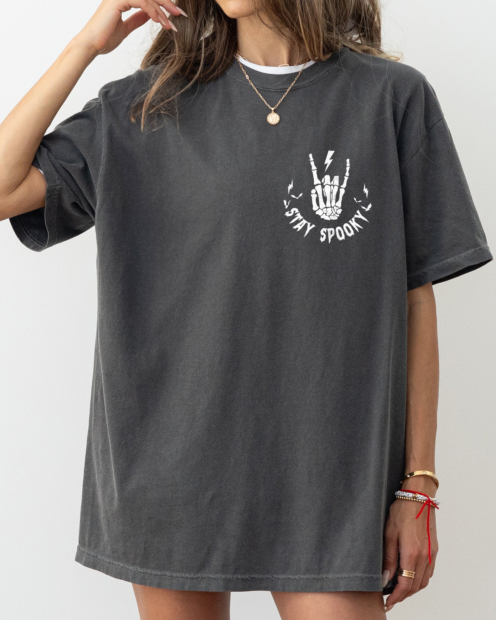 Stay Spooky Pocket Skeleton Ghost Witch Meme Halloween Costume Comfort Colors Tee