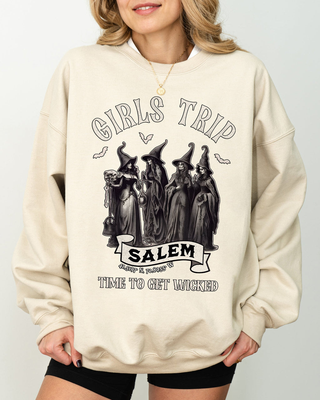 Girls Trip Salem Skeleton Ghost Witch Halloween Spooky Meme Costume Edition Sweatshirt