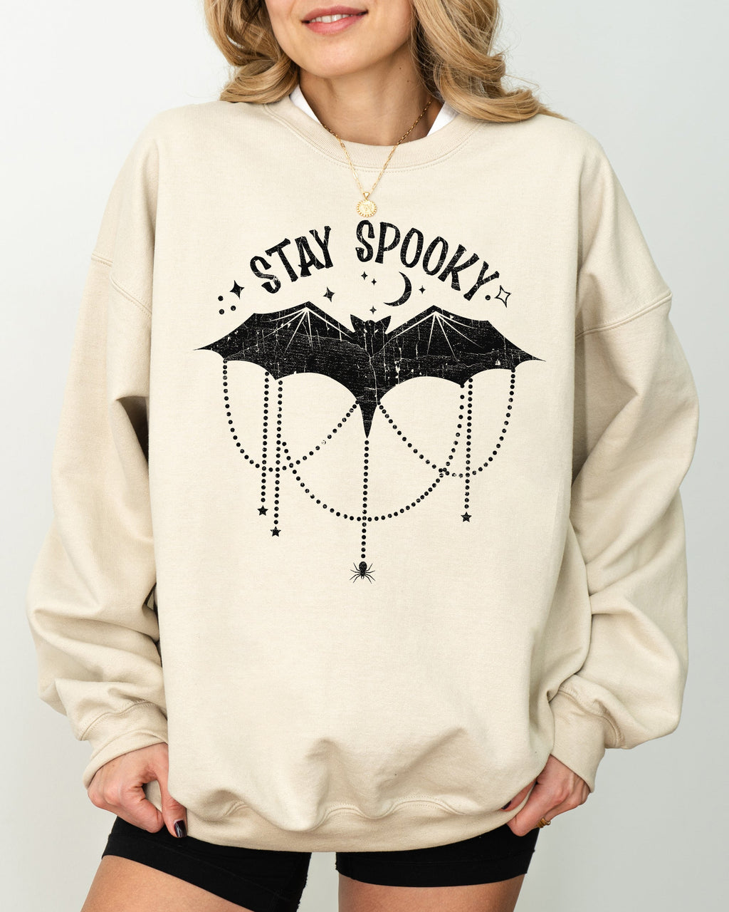 Stay Spooky Bat Skeleton Ghost Witch Halloween Meme Costume Night Creature Parade Sweatshirt