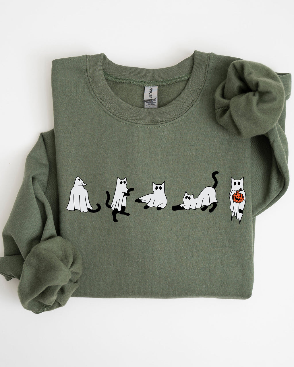 Cat Ghosts Skeleton Funny Witch Aesthetic Meme Halloween Spooky Costume Sweatshirt