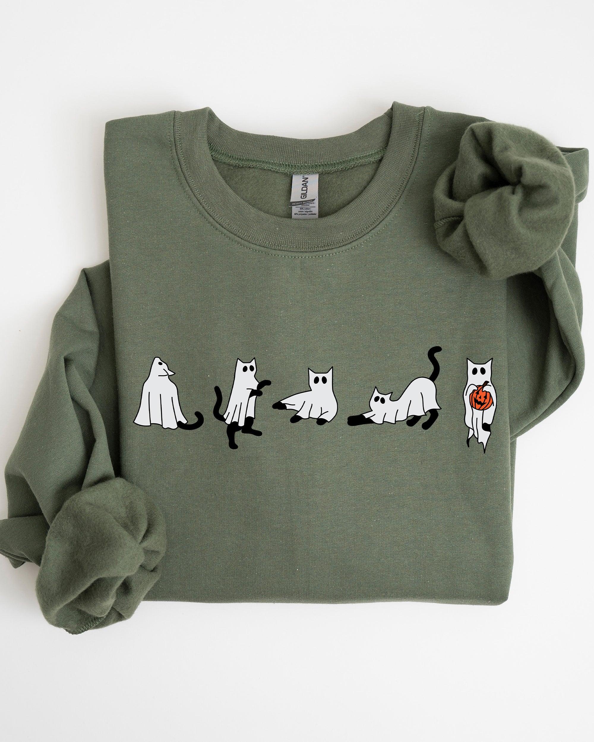 Cat Ghosts Skeleton Funny Witch Aesthetic Meme Halloween Spooky Costume Sweatshirt