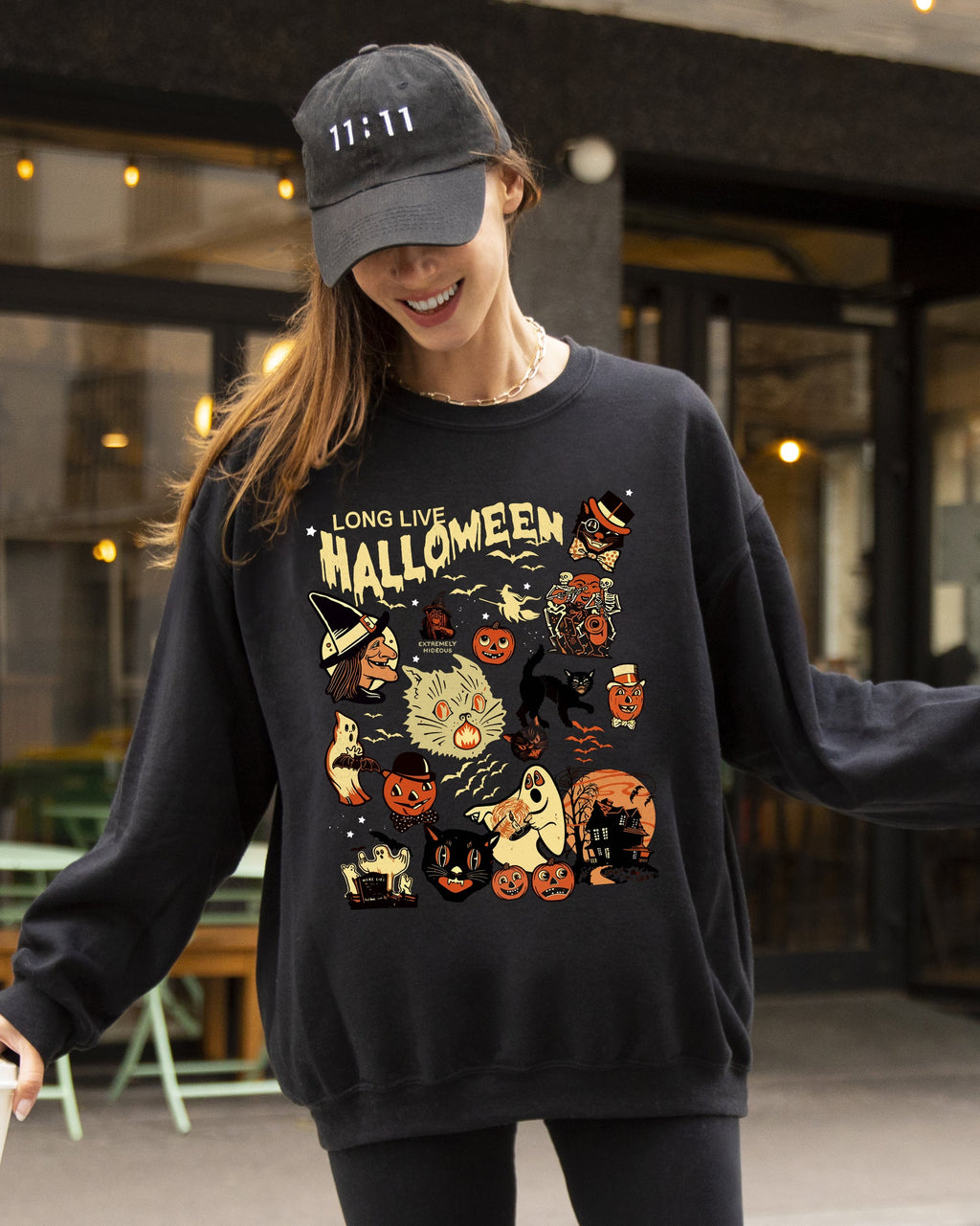 Long Live Halloween Pumpkin Spooky Skeleton Funny Witch Aesthetic Meme Halloween Costume Sweatshirt