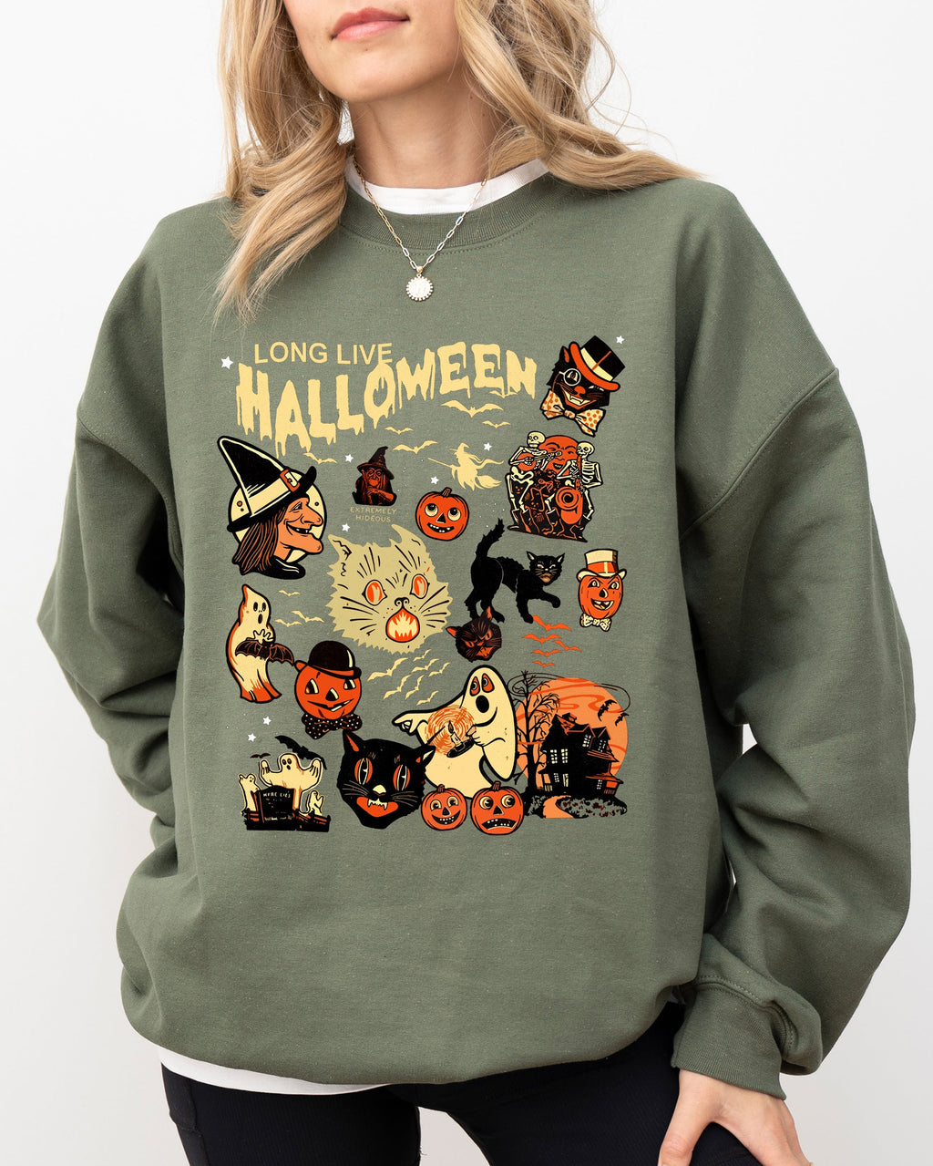 Long Live Halloween Pumpkin Spooky Skeleton Funny Witch Aesthetic Meme Halloween Costume Sweatshirt