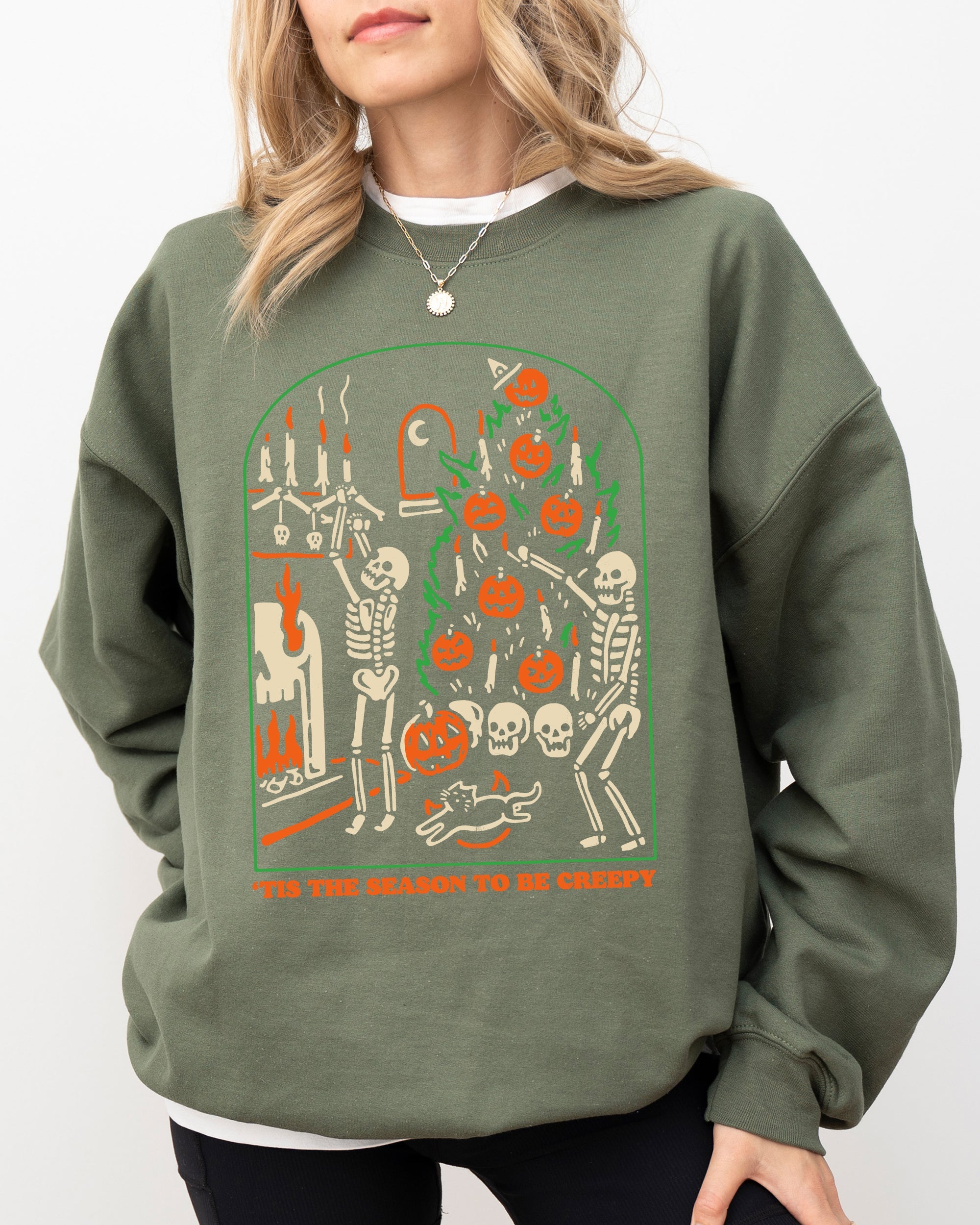 Tis The Season To Be Creepy Spooky Skeleton Witch Halloween Costume Edition Sweatshirt