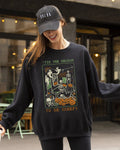 Tis The Season Creepy Spooky Skeleton Witch Halloween Costume Graphic Sweatshirt