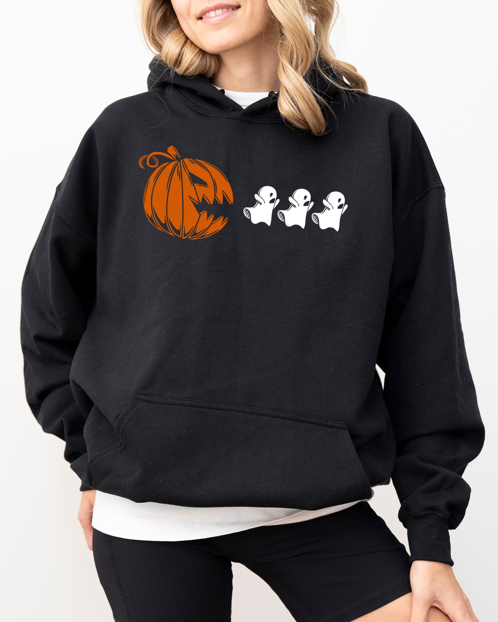 Pumpkin Pacman Spooky Skeleton Witch Aesthetic Meme Halloween Costume Hooded Sweatshirt