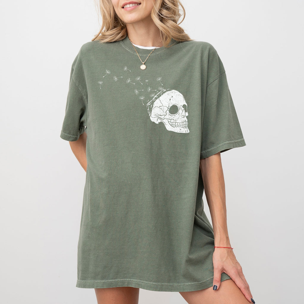 Dandelion Skull Spooky Skeleton Witch Halloween Costume Meme Funny Graphic Comfort Colors Tee
