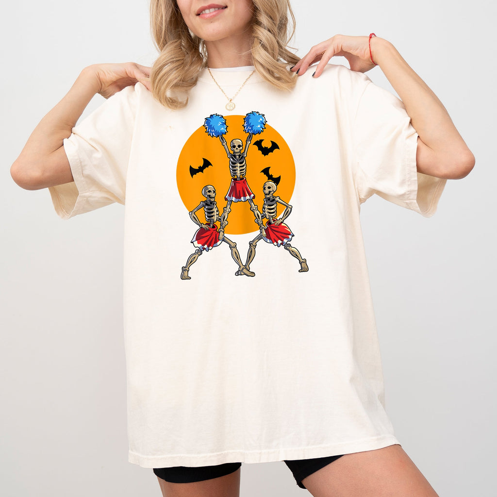 Cheerleader Skeleton Ghost Spooky Funny Witch Aesthetic Meme Halloween Costume Comfort Colors Tee