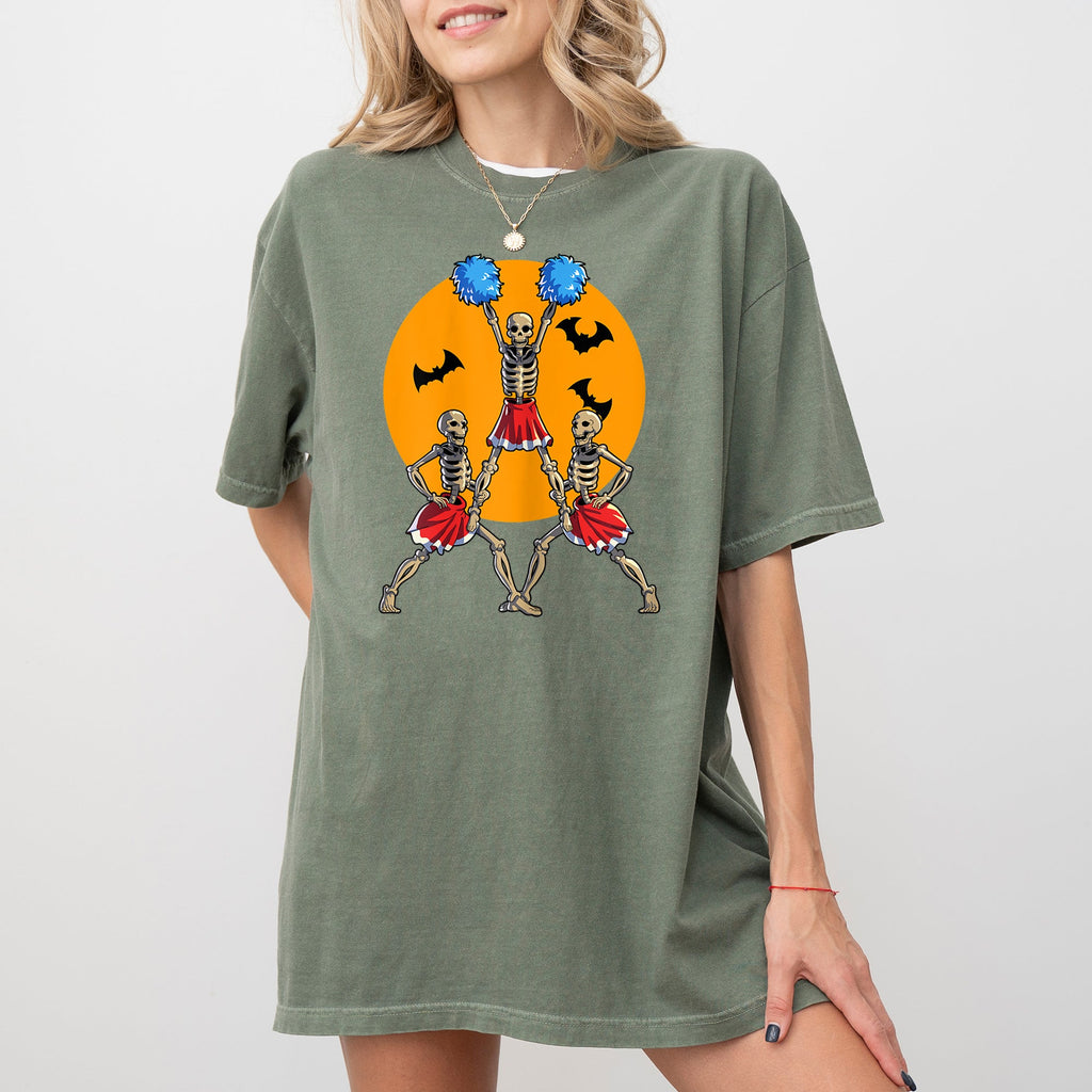 Cheerleader Skeleton Ghost Spooky Funny Witch Aesthetic Meme Halloween Costume Comfort Colors Tee