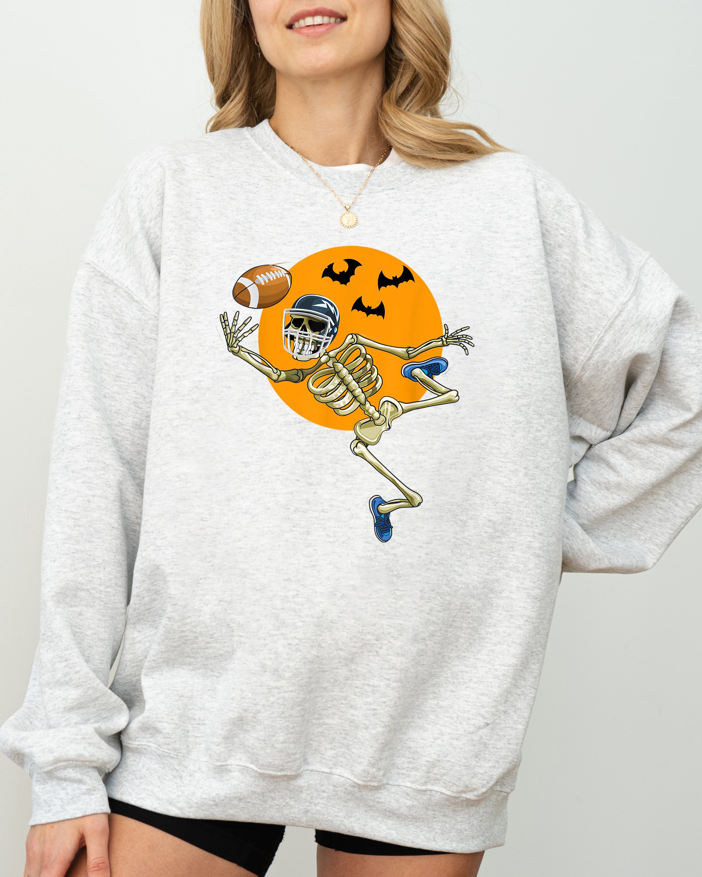 American Football Skeleton Spooky Witch Meme Halloween Costume Design Sweatshirt