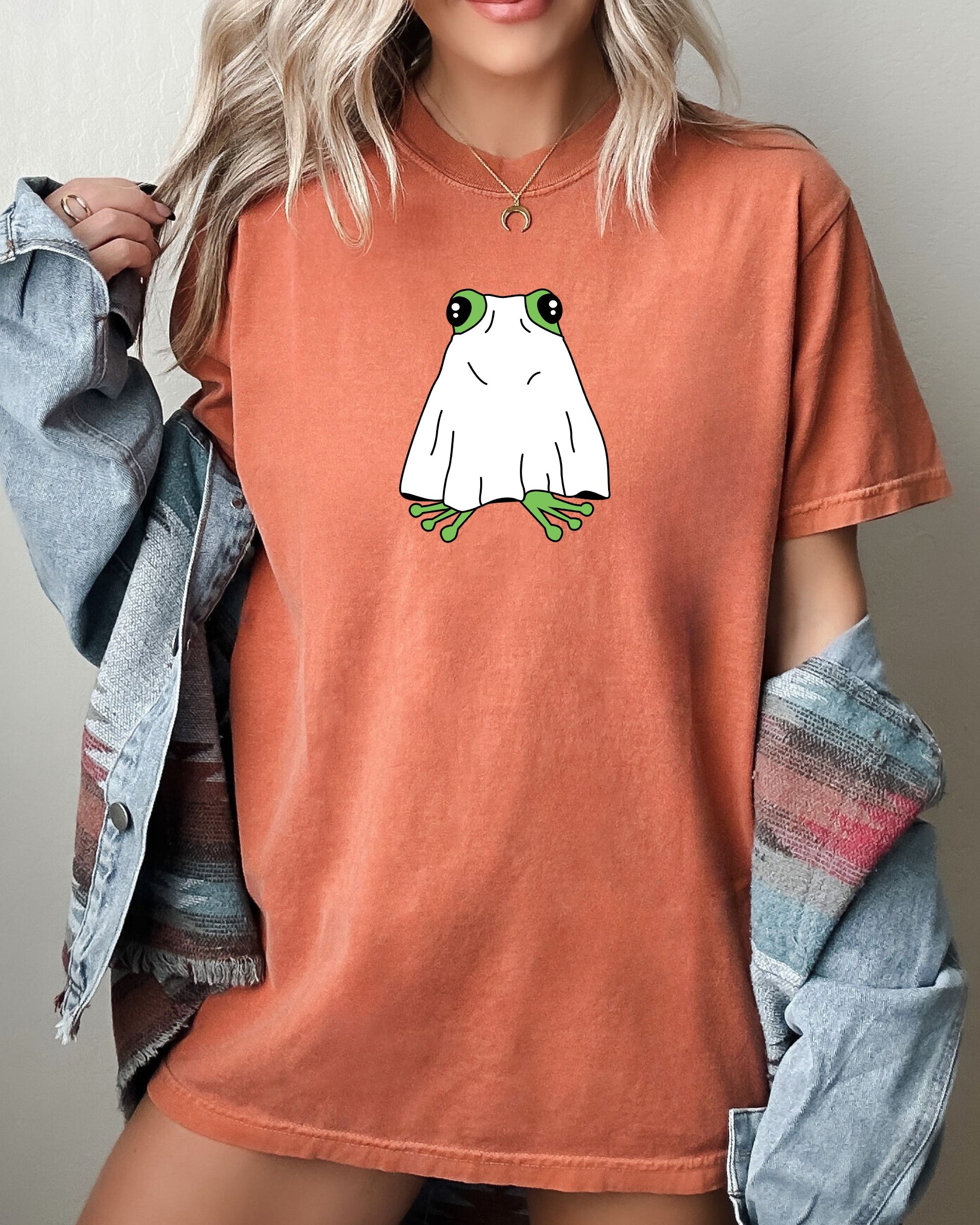 Frog Ghost Skeleton Spooky Witch Halloween Meme Costume Night Parade Comfort Colors Tee