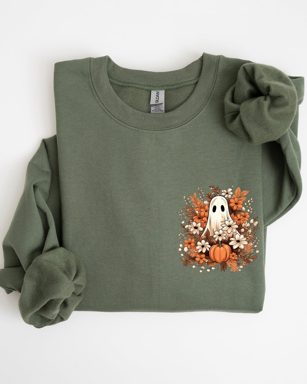 Floral Ghost Pocket Skeleton Spooky Witch Aesthetic Meme Halloween Costume Sweatshirt