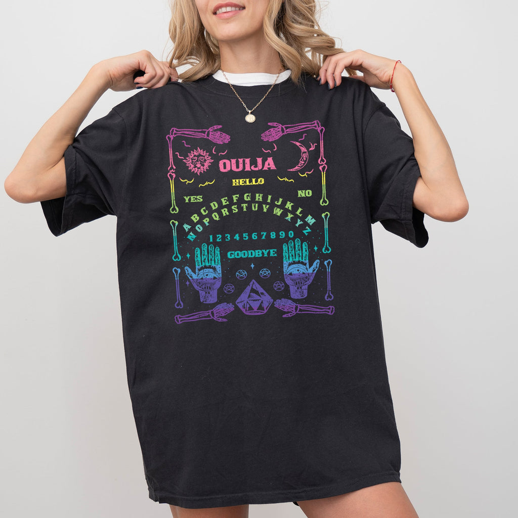 Spirit Board Ouija Skeleton Spooky Witch Halloween Meme Horror Night Vibes Comfort Colors Tee