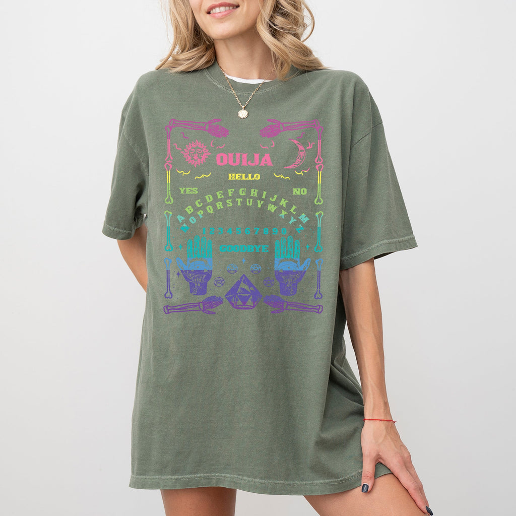 Spirit Board Ouija Skeleton Spooky Witch Halloween Meme Horror Night Vibes Comfort Colors Tee