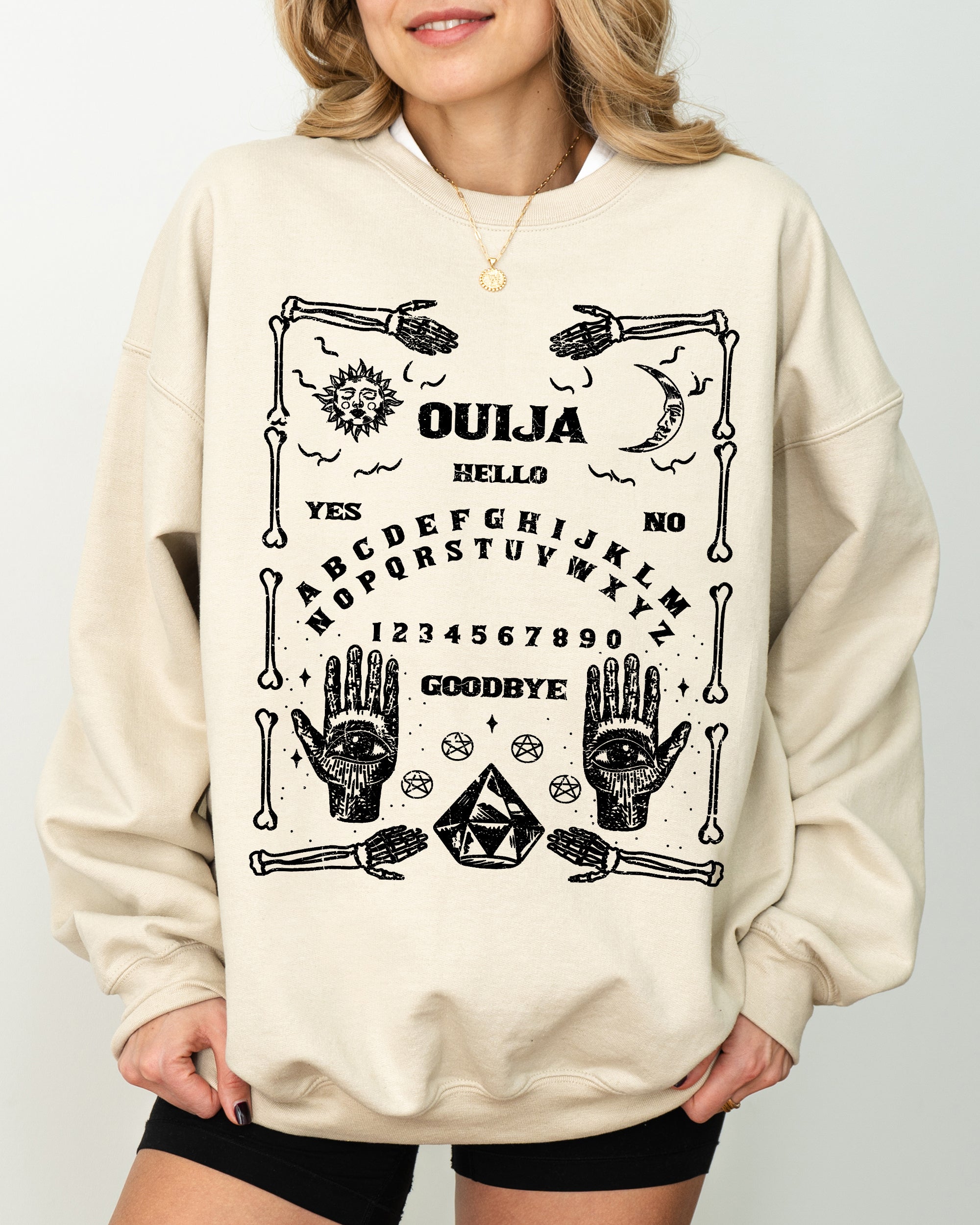 Spirit Board Skeleton Spooky Ghost Witch Aesthetic Meme Halloween Costume Sweatshirt