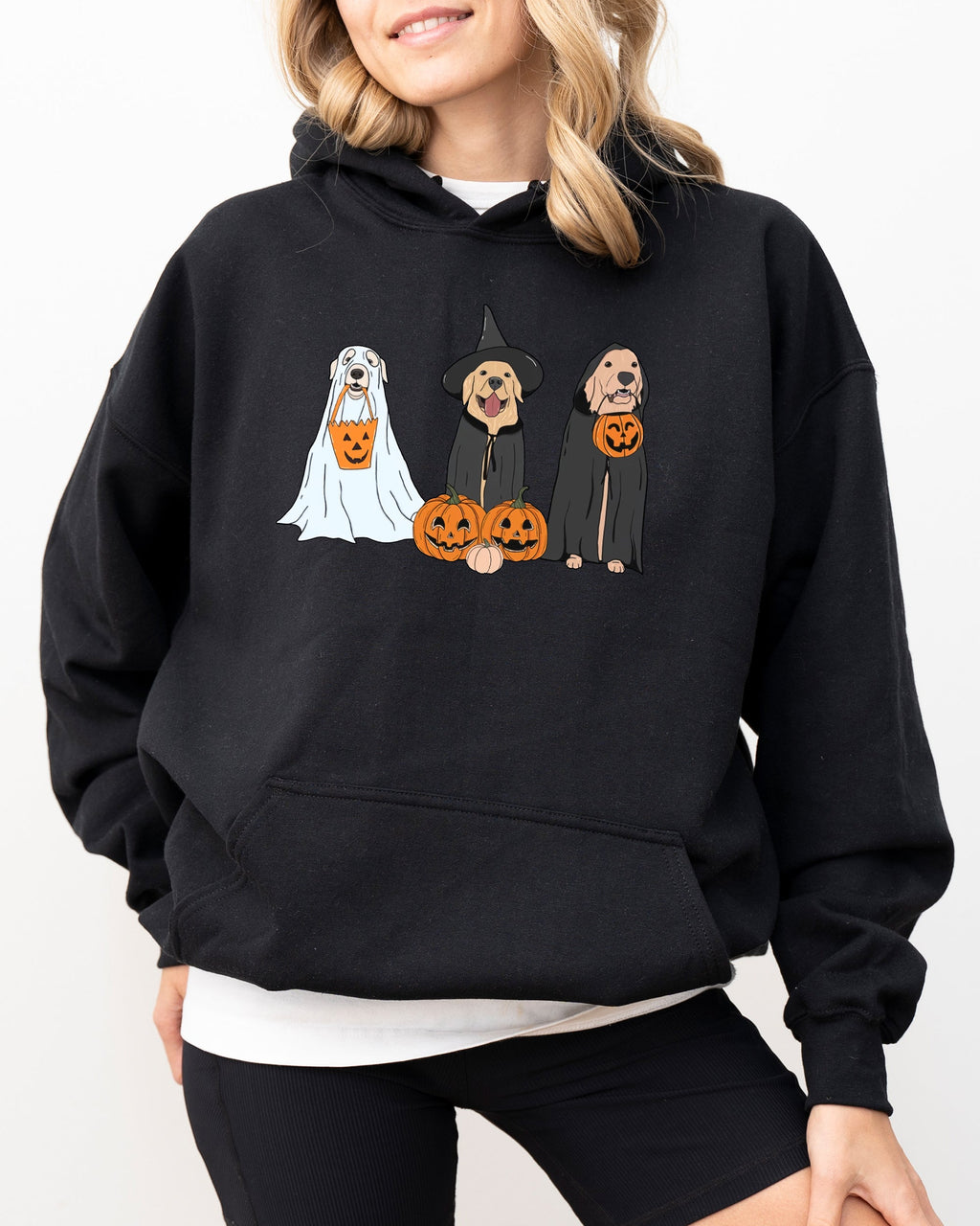 Dog Ghosts Skeleton Halloween Meme Spooky Witch Pumpkin Classic Theme Vintage Vibe Hoodie