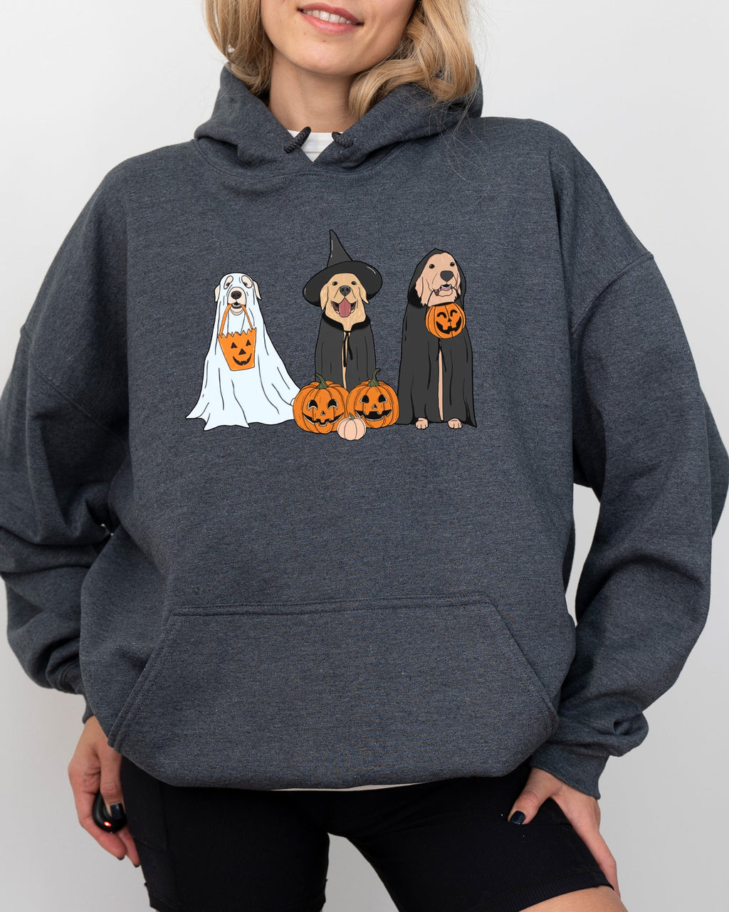 Dog Ghosts Skeleton Halloween Meme Spooky Witch Pumpkin Classic Theme Vintage Vibe Hoodie