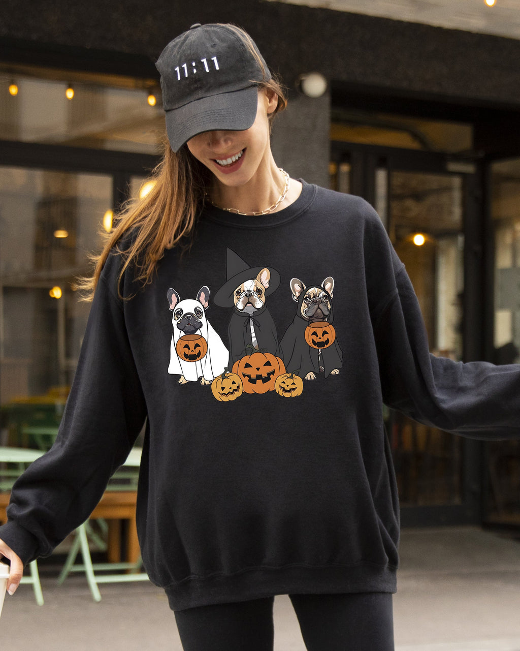 Ghost Dogs Skeleton Halloween Pumpkin Witch Meme Spooky Costume Graphic Sweatshirt
