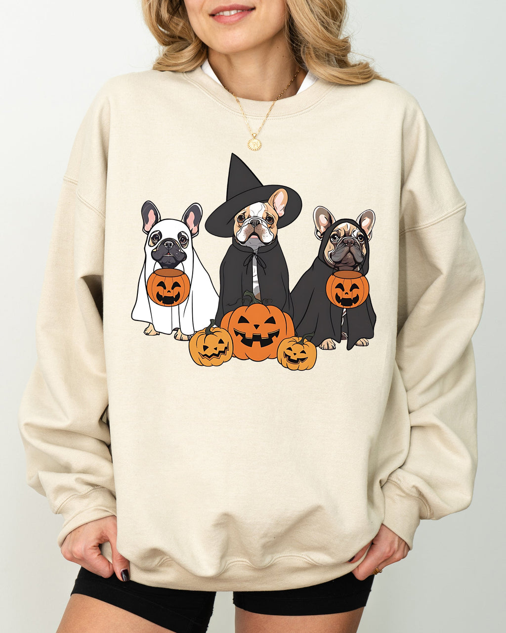 Ghost Dogs Skeleton Halloween Pumpkin Witch Meme Spooky Costume Graphic Sweatshirt
