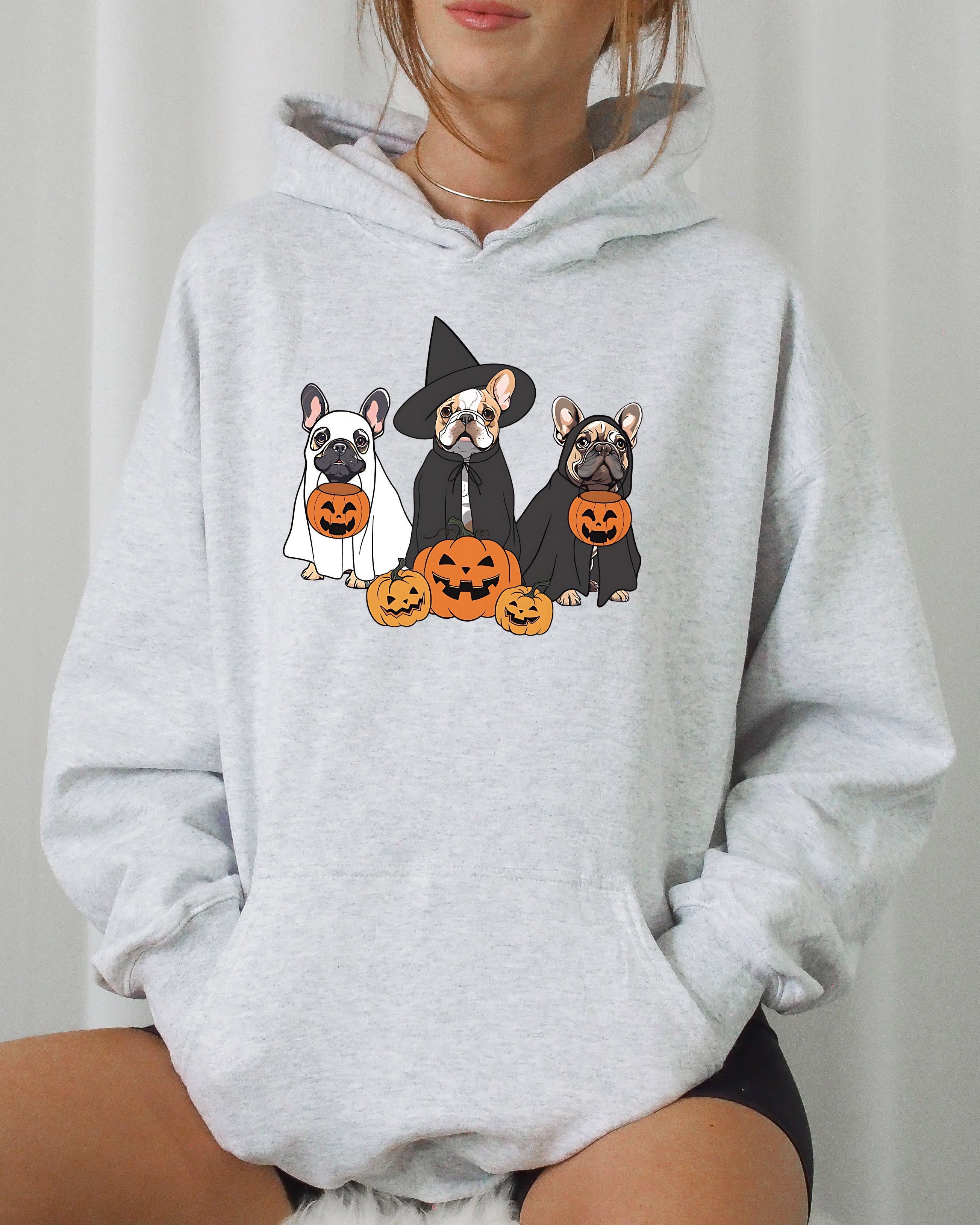 Ghost Dogs Skeleton Spooky Halloween Pumpkin Witch Costume Nightmare Night Hoodie