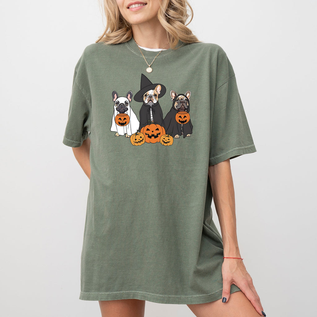Ghost Dogs Skeleton Halloween Meme Witch Pumpkin Spooky Costume Comfort Colors Tee