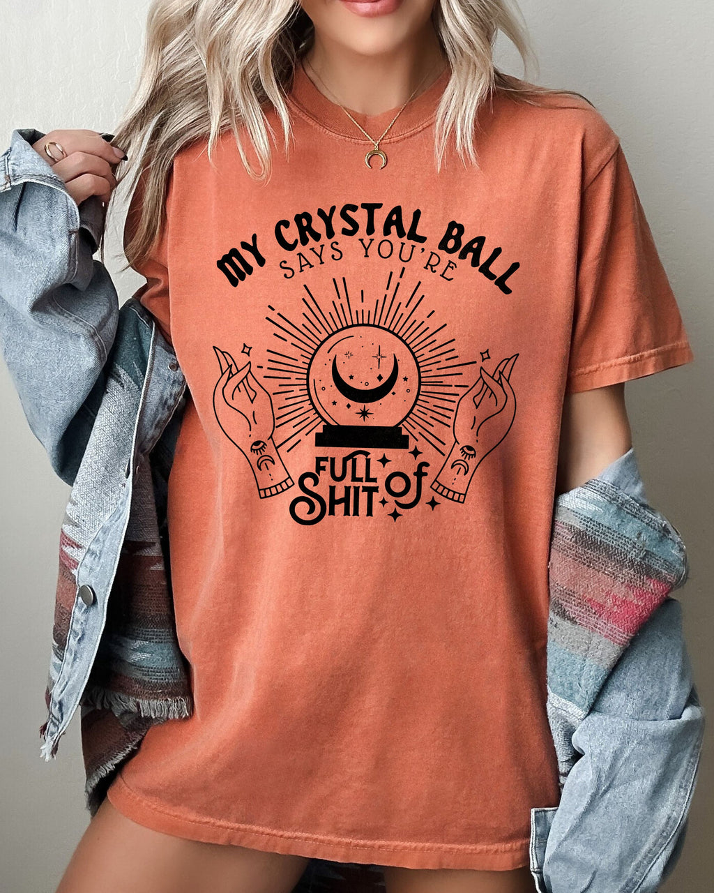 Crystal Ball Skeleton Funny Pumpkin Spooky Witch Aesthetic Meme Halloween Costume Comfort Colors Tee