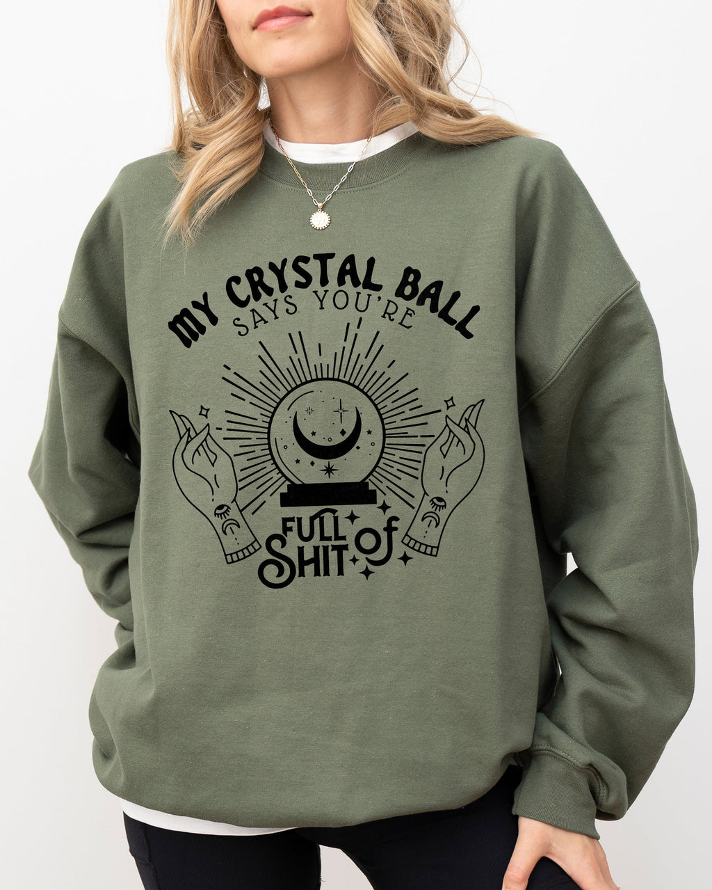 Crystal Ball Skeleton Pumpkin Spooky Witch Aesthetic Meme Halloween Costume Sweatshirt