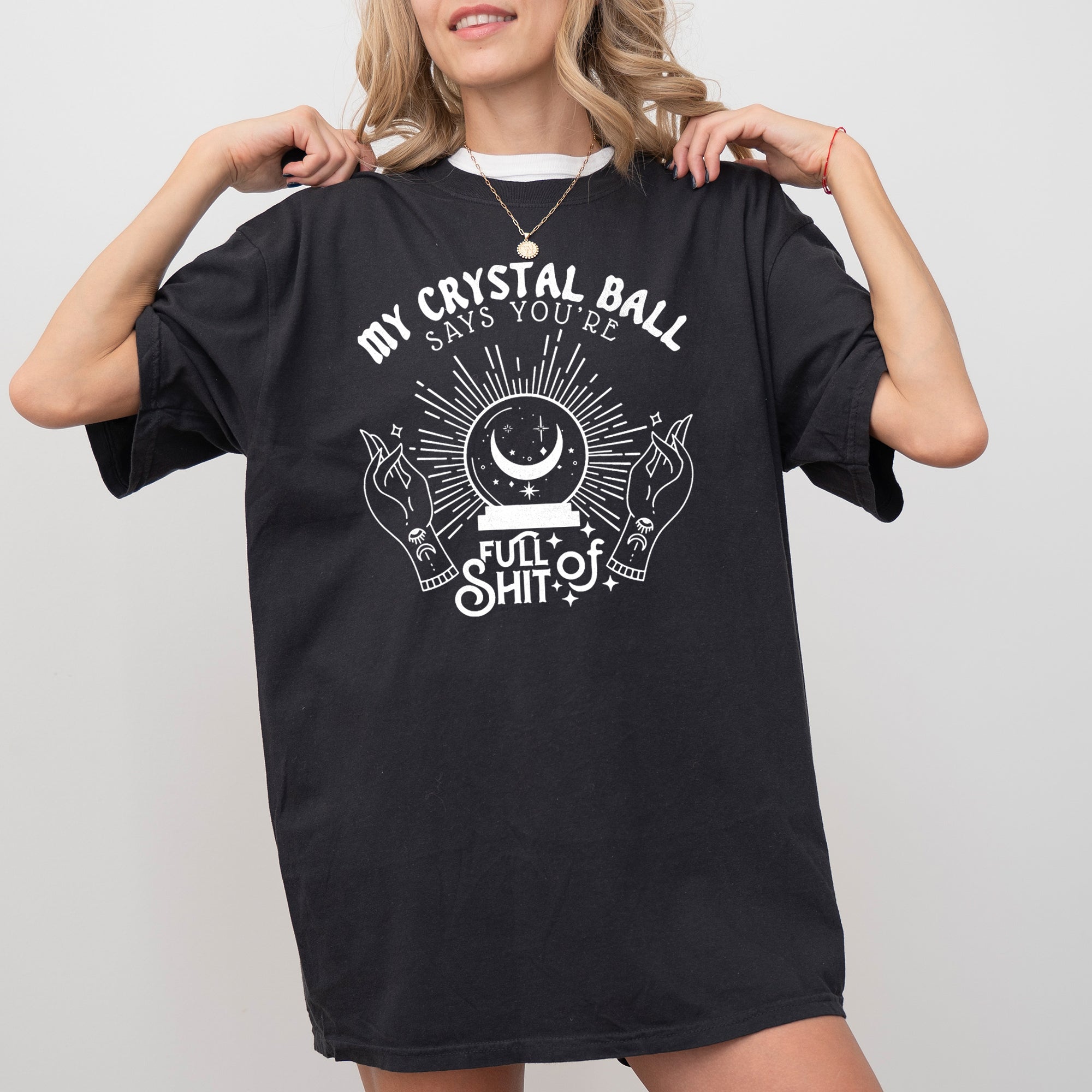 Crystal Ball Skeleton Funny Pumpkin Spooky Witch Aesthetic Meme Halloween Costume Comfort Colors Tee