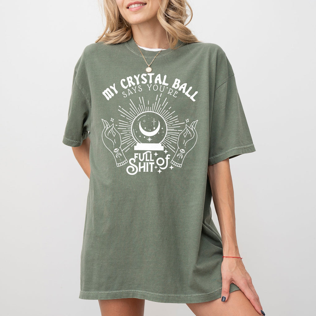 Crystal Ball Skeleton Funny Pumpkin Spooky Witch Aesthetic Meme Halloween Costume Comfort Colors Tee