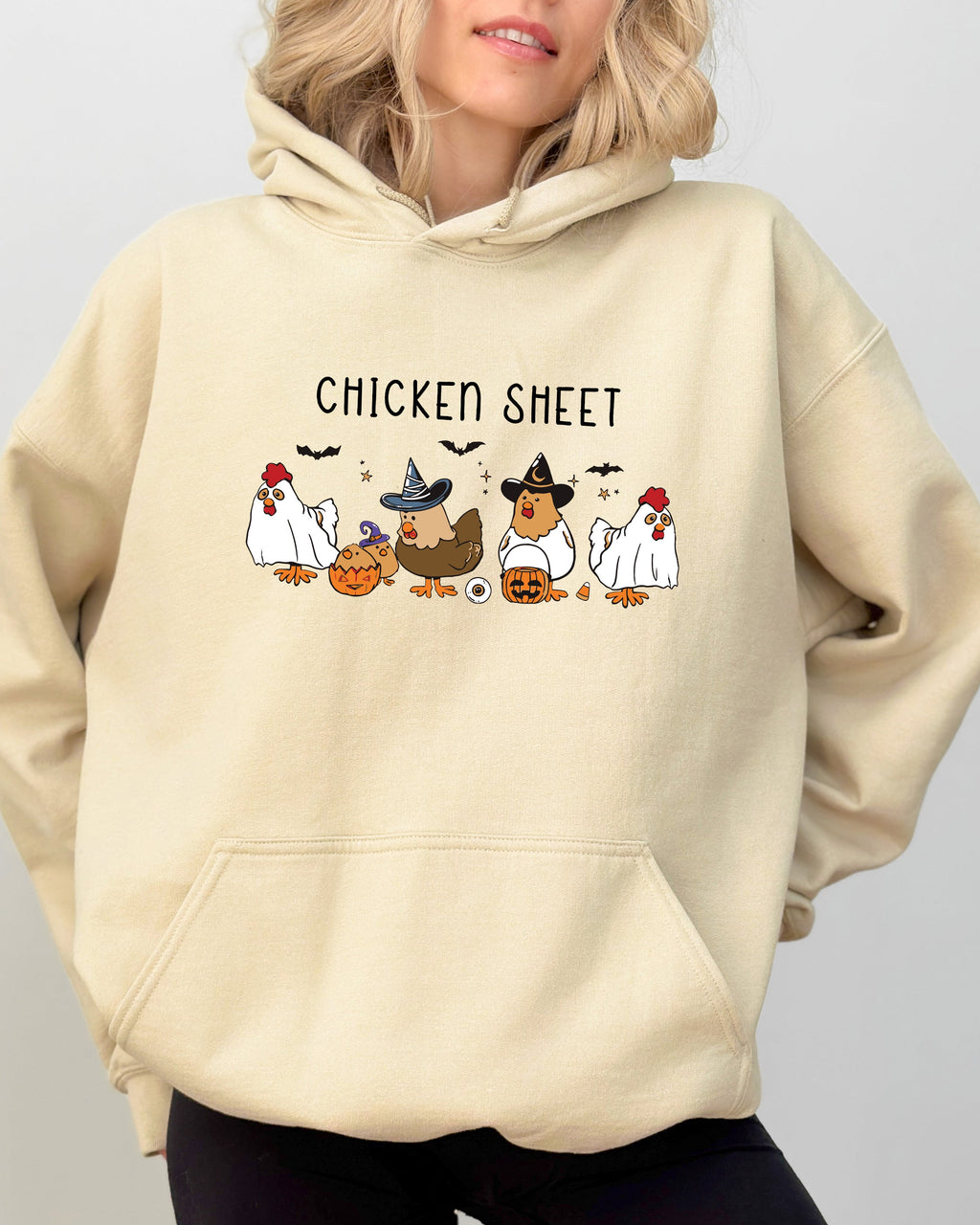 Chicken Sheet Ghost Skeleton Halloween Meme Witch Pumpkin Spooky Aesthetic Funny Hoodie